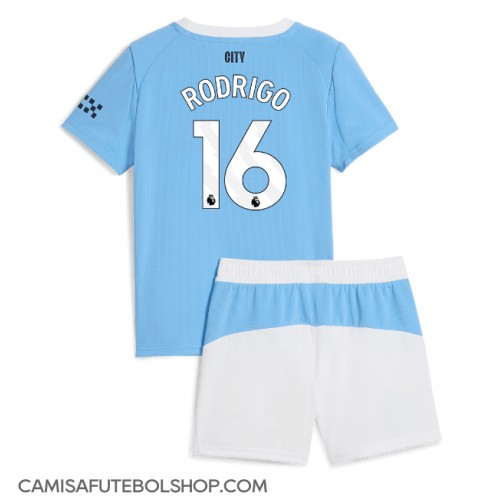 Camisa de time de futebol Manchester City Rodri Hernandez #16 Replicas 1º Equipamento Infantil 2025-26 Manga Curta (+ Calças curtas)